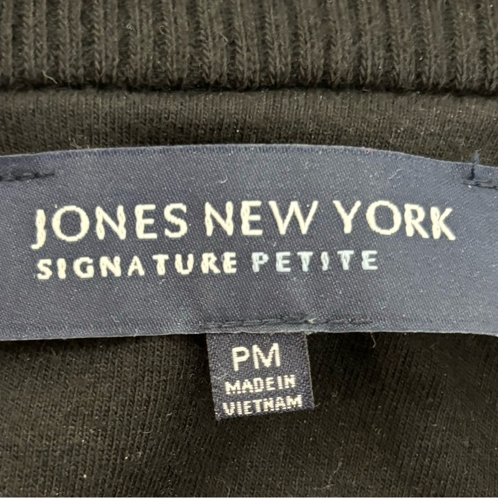 Jones New York Signature Women’s Front Zip Knit  Jacket Black Size Petite Medium - Picture 3 of 5